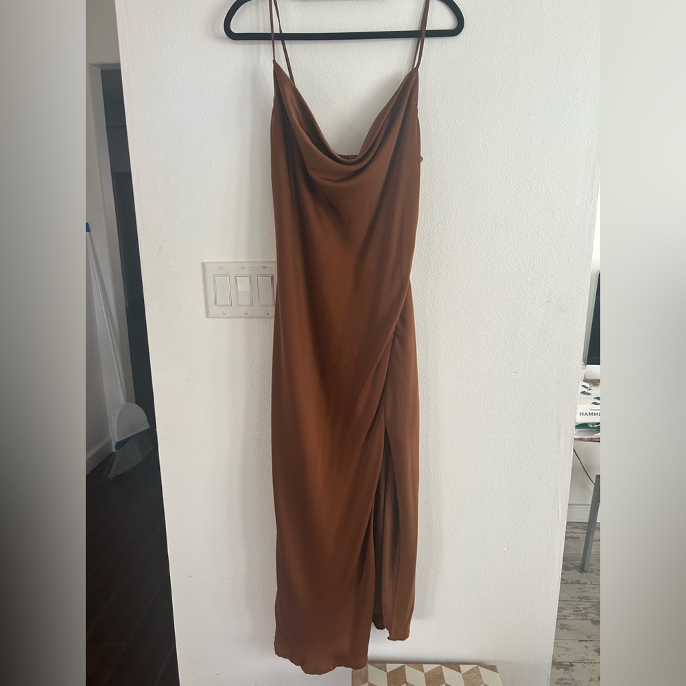 Lulu's Chic Brown Backless Dress